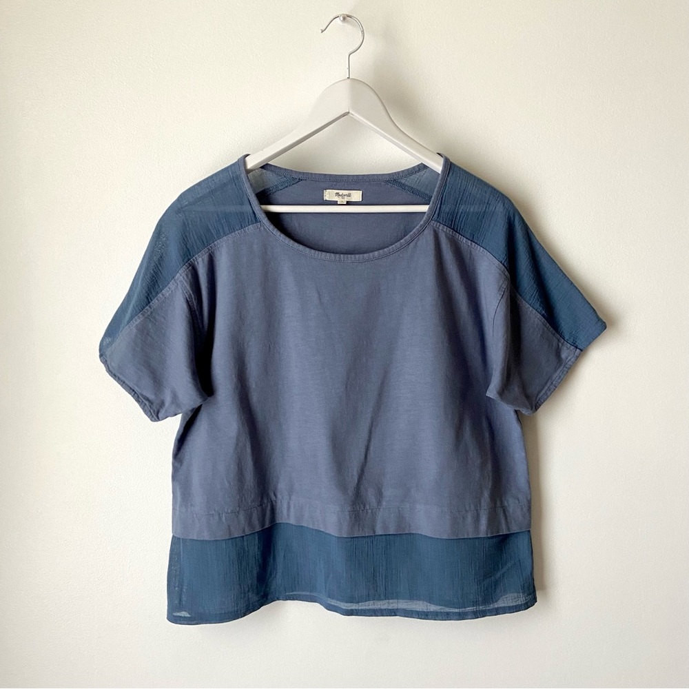 Madewell Blue Cotton/Gauze Tee Shirt Size Large